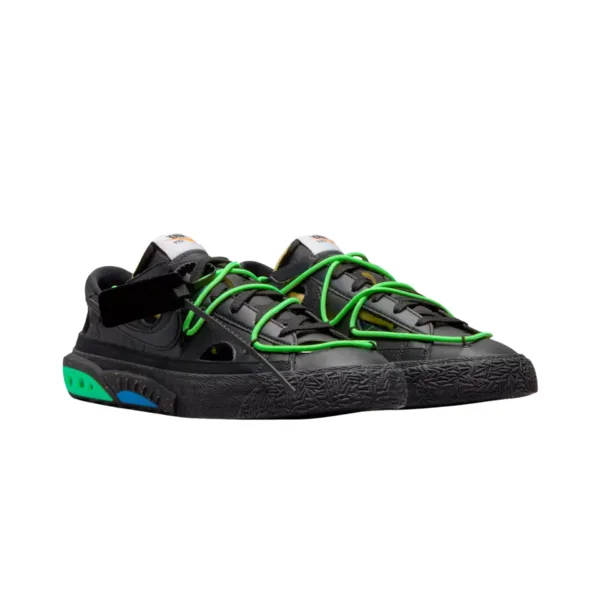 nike blazer low off white negro verde electrico
